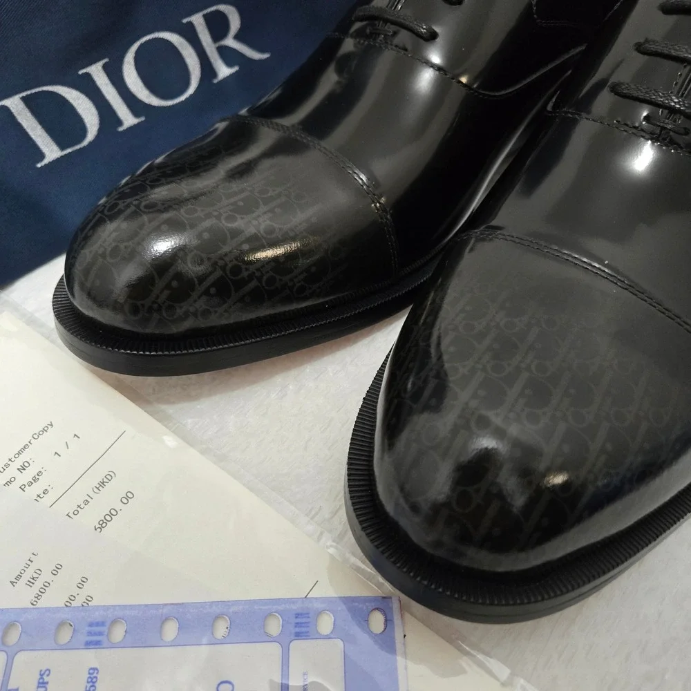 Dior Men Black Leather Oblique Cap Toe Oxford Dress Shoes Size 45 US 11 12 956-1